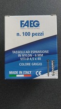 TASSELLO FISCHER AD ESPANSIONE CON VITE DIAMETRO 6MM, CONFEZIONE DA 100 PZ