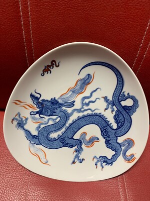 Porzellan-Teller, Drachen-Motiv Motiv Echt Kobalt Volkstedt 1762 Made in GDR