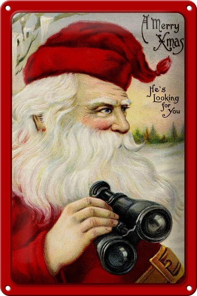 Blechschild Weihnachten Schnee Winter Santa Claus 20X30 Cm Schild Tin Sign-image