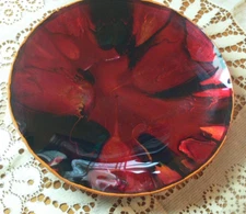 Vtg Mexico Mid Century Abstract Seetusee Art Glass Pig Skin Leather Wall Hanger