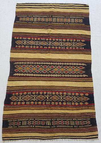 Vintage Handmade Traditional Afghani Striped Kilim Floor Rug Carpet 200x120 cm