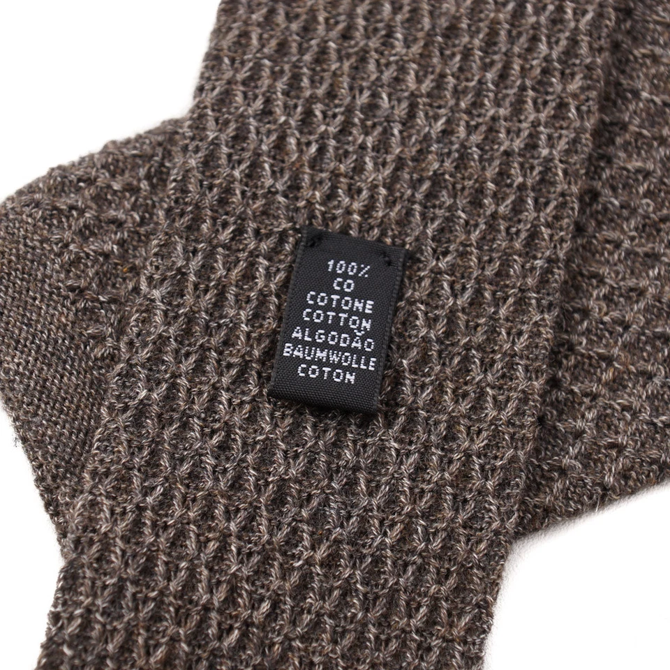 Nuevo $195 ISAIA NAPOLI Marrón Grisáceo Estampado Tejido Algodón Corbata Extremo Cuadrado Foto 4 de 4