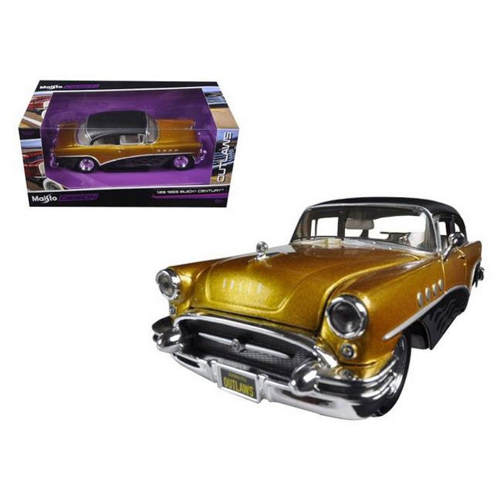 MAISTO DESIGN 1955 BUICK CENTURY OUTLAW 1/24 - 1/26 DIECAST CAR GOLD BLACK 32507
