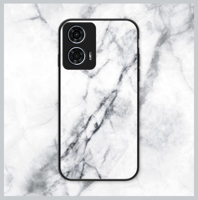 For Motorola Moto G24 Power, Luxury Marble Tempered Glass Soft Bumper Case Cover