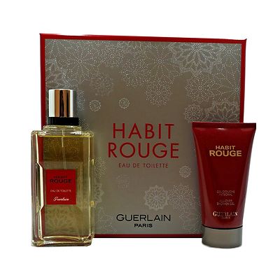 GUERLAIN HABIT ROUGE 2 PIECE GIFT SET EAU DE TOILETTE SPRAY 100ML NIB-G30239