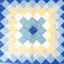 New Quilted Pillow Sham Blue Yellow Floral Country Cottage Jacquelynne 20x26