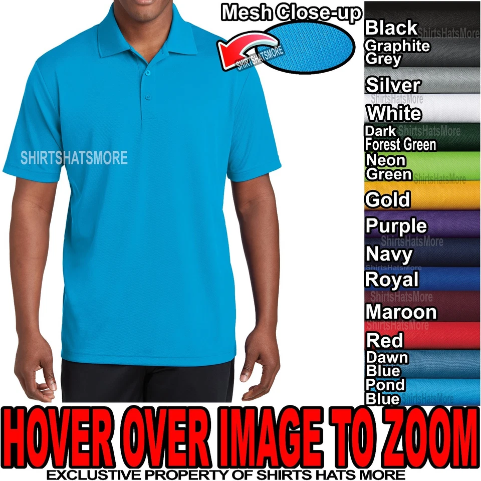 ST SPORTSWEAR Mens Polo Shirt Moisture Wicking MICRO MESH Dri Fit XS - XL 2XL, 3XL, 4XL NEW