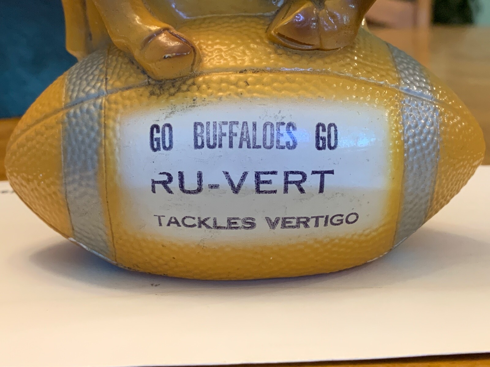 (Rare C.U) “Go Buffalos Go”  RU-VERT Tackles Vertigo Medicine Advertising Statue