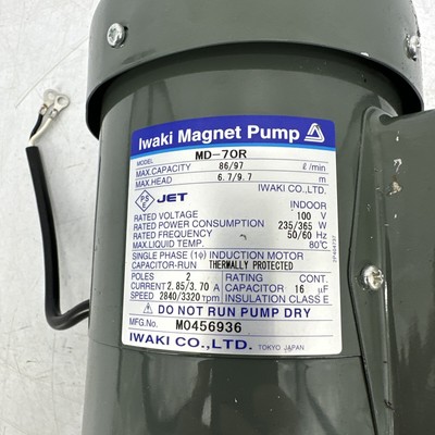 iwaki magnet pump モデル　MD-70RM-FL Iwaki MD-70RLT mag-drive pump - Aquabiotech