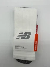 NEW BALANCE MENS STRATEGIC CUSHIONING CREW RUNNING SOCKS MADE IN USA LARGE WHITE
