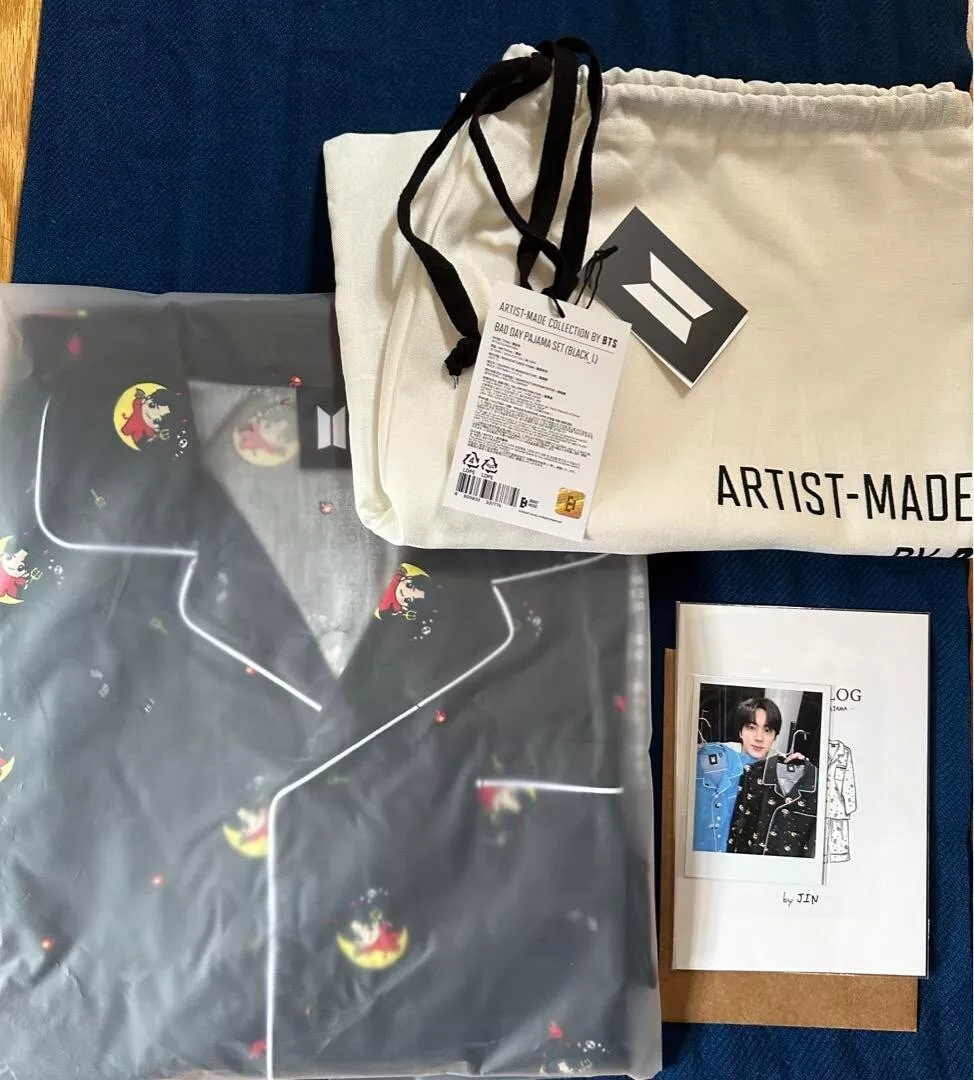 BTS ARTIST MADE COLLECTION By Jin Good Day Pajama L Size BLACK Complete Set