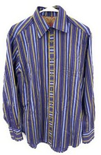 ROBERT GRAHAM Purple Striped Mens M Flip Cuff Button Up
