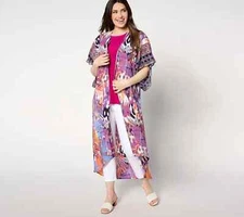 #96 Attitudes by Renee Regular Border Print Duster Size XL