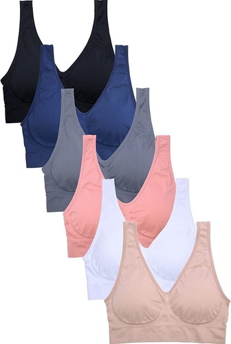 Women's Bras, Comfortable Yoga Tube Bralette Sports Bra, Free Size - Pack of 6 - Picture 10 of 43
