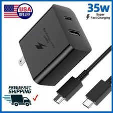 35W PD Power Adapter Duo Wall Charger+3ft Cable For Samsung S24 S23 S22 S21 S20