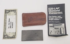 Eze-Lap Diamond Sharpener Lapping Stone 2" x 4" in Leather Case USA Small Pocket