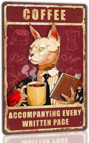 Kitchen Coffee Bar Wall Vintage Art Decor Retro Black Cat Metal Tin Sign Home De - Afbeelding 1 van 7