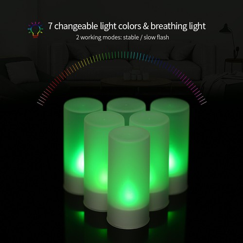 Rechargeable Candles Tealight Candle 6 Pack 7 Color Changing Flameless Candles - Picture 5 of 12