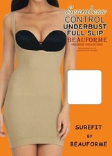 Seamless Tummy Control Underbust Bodyshaper Slip Dress Size S-XXXL, Black & Nude