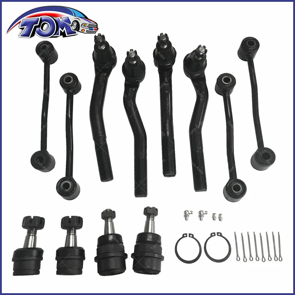 Kit de suspensión delantera de 12 piezas rótula de varilla de amarre para Jeep Grand Cherokee 1999-2004 Foto 2 de 2