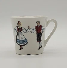 Vintage Figgjo Flint Norway Hardanger Folk Dancers Small Coffee Tea  Set of 5