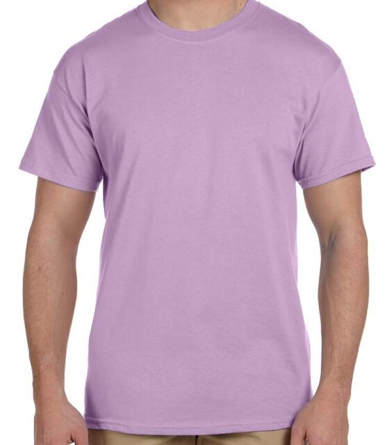 Light Purple T Shirt Blank Solid Men Unisex Crew Neck Tee Cotton 