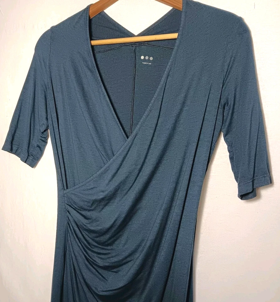 Три точки платье маленький искусственного надежном V шеи синий вискозы эластичной тела Con активный - Изображение 2 из 4