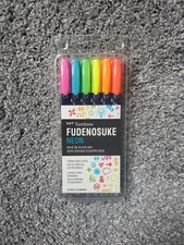 Tombow Fudenosuke Neon Brush Pen Set, 6-Pack