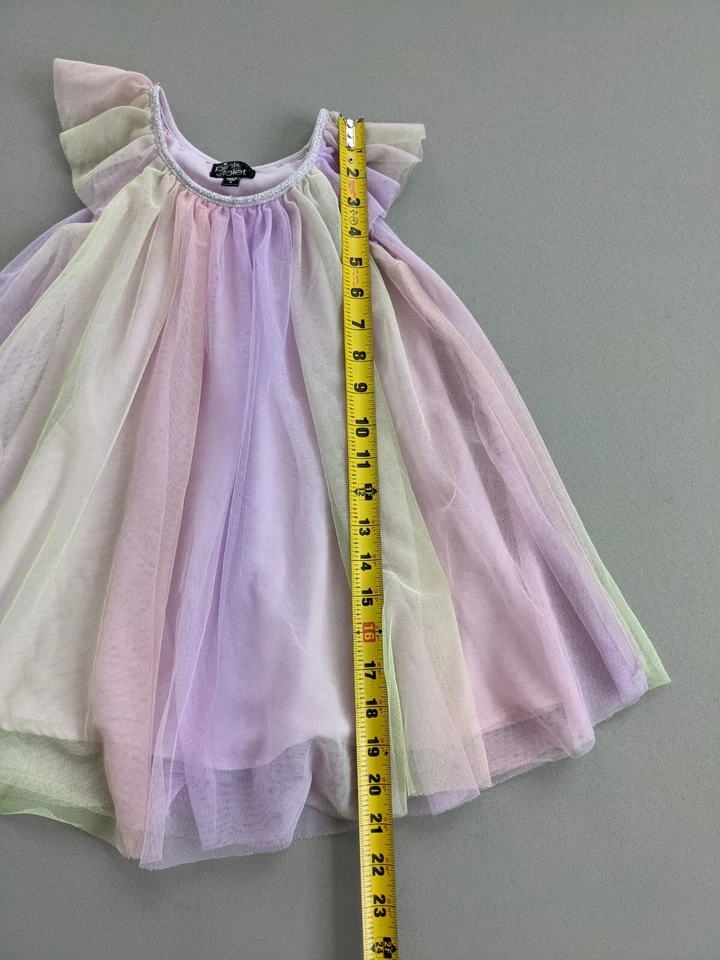 Pink & Violet Size 4 Girl Tulle A-Line Dress Chiffon Short Sleeveless Flare EUC - Image 4 of 4