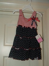 PATRIOTIC 4TH OF JULY GIRL SZ 2T SOPHIE ROSE RED,WHITE,BLUE w/STARS DRESS