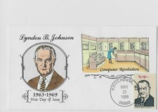 LYNDON B JOHNSON HAND COLORED COLLINS FDC COVER 1986