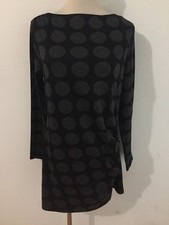 Ann Taylor Bateau Neck Asymmetrical Ruched Knit Sheath Dress Black w/Gray Size M