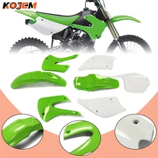 Green/White Restyled Plastics Body Kit For Kawasaki KX100 KX85 2001-2013
