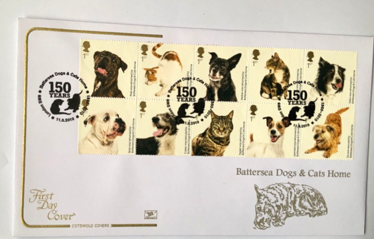 Great Britain FDC 2010 Cotswold dogs and cats with insert FDC