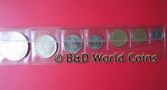 1965 FRANCE (7) COINS 1oz SILVER (2 SILVER COINS) FDC FRENCH SET + ORIGINAL BOX - Image 2 of 4