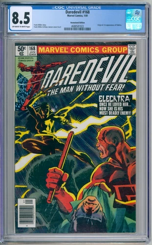 Daredevil 168 CGC Graded 8.5 VF+ 1st Elektra Newsstand Marvel Comics 1981
