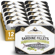 Sardines in Olive Oil, 3.75 Oz Can Pack of 12 - Boneless Butterflied Sardine F