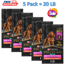 5 Pack,Purina Pro Plan Sensitive Skin & Stomach Puppy Dry Dog Food - Salmon 4 LB 3.50 per pound
