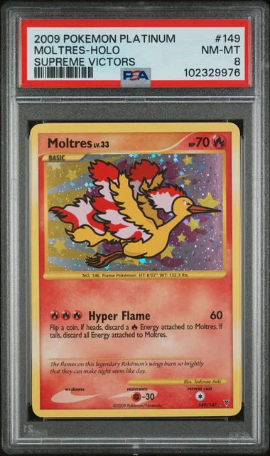 2009 Pokemon Platinum Supreme Victors Holo Moltres #149 PSA 8