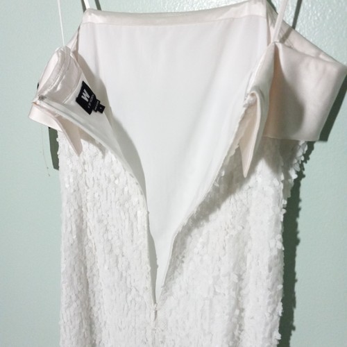 W by Worth Sequins Dress size 4, NEW! White Silk Trim Wedding Party Classic - Picture 14 of 14
