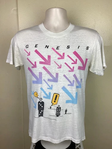 Genesis Invisible Touch Concert T-Shirt White S 1980s vintage concert t-shirt, vintage, single stitch, B+ condition