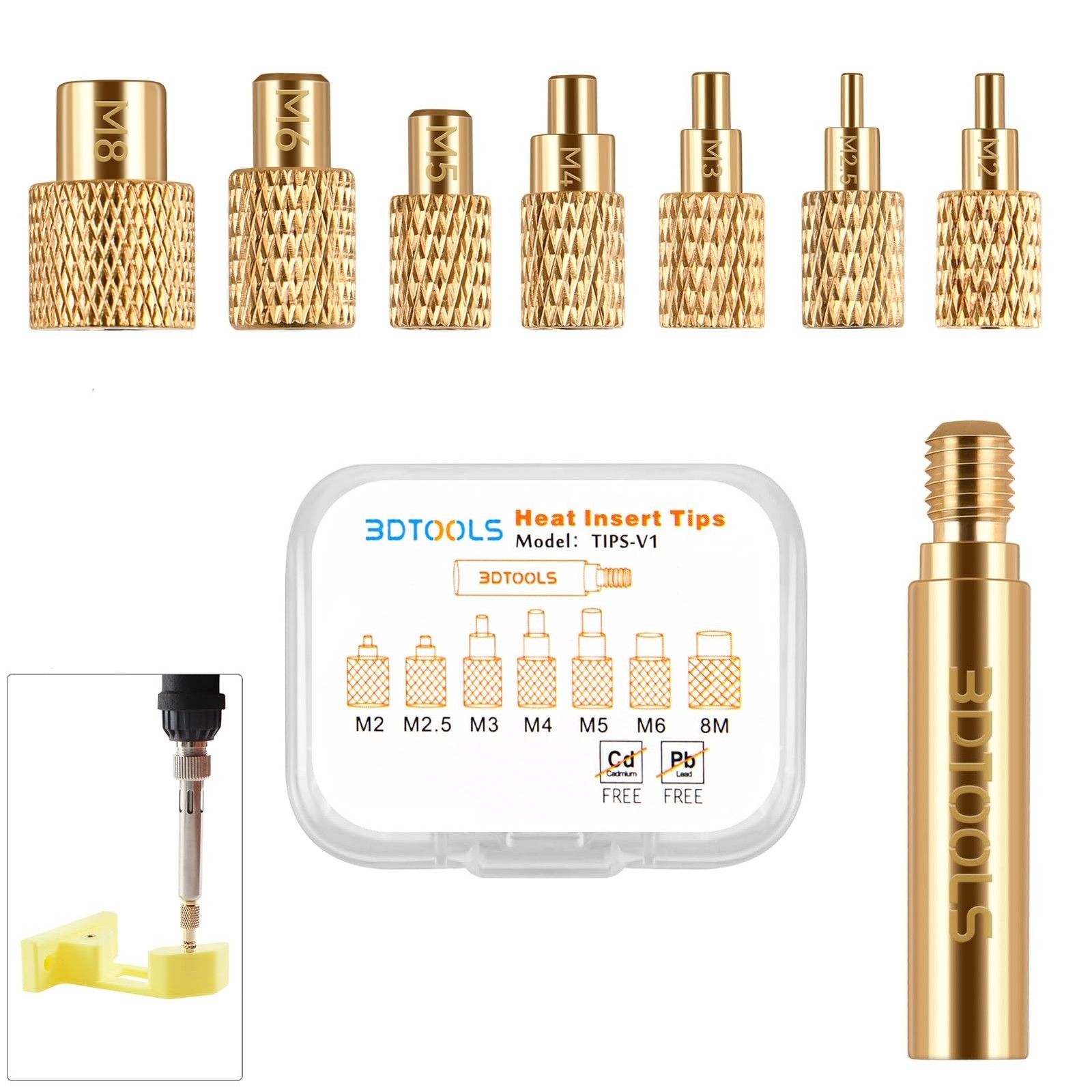 8 pcs Heat Insert Nut Kit Iron Tip Welding Tips kit with 7pcs tips and 1pcs S...