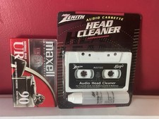 Zenith Audio Cassette Head Cleaner, Tape Fluid 90 min Maxell blank tape New