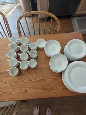 Vintage Gibson White China Dinner 49 Piece Set Round Plates Bowls Cup