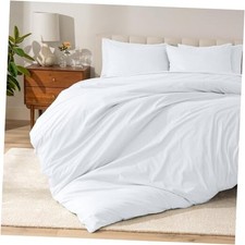 100 Organic Cotton Duvet Cover Set - Crisp King 01 - White No Comforter 