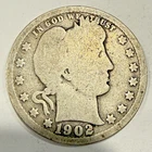 Vintage 1902 Barber 90% Silver Quarter Circulated
