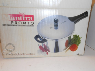 #ad NIB 5 QT. ALUMINUM MANTTRA PRESSURE COOKER INDUCTION STOVE RECIPE BOOK HEALTHY $69.95