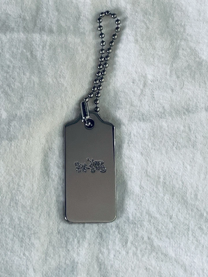 COACH Plata Grabado Carro de Caballos Logo Bolso Etiqueta Colgante Dije Foto 3 de 4