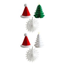 3x Christmas Paper Honeycomb Ornaments for Tree 3D for Festive Celebration