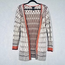 Nic Zoe Abstract Cardigan Sweater Womens Small Open Front Long Boho